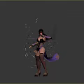 Woman In Elaborate Armored Outfit Wielding Sword With Dynamic Shattering Effects