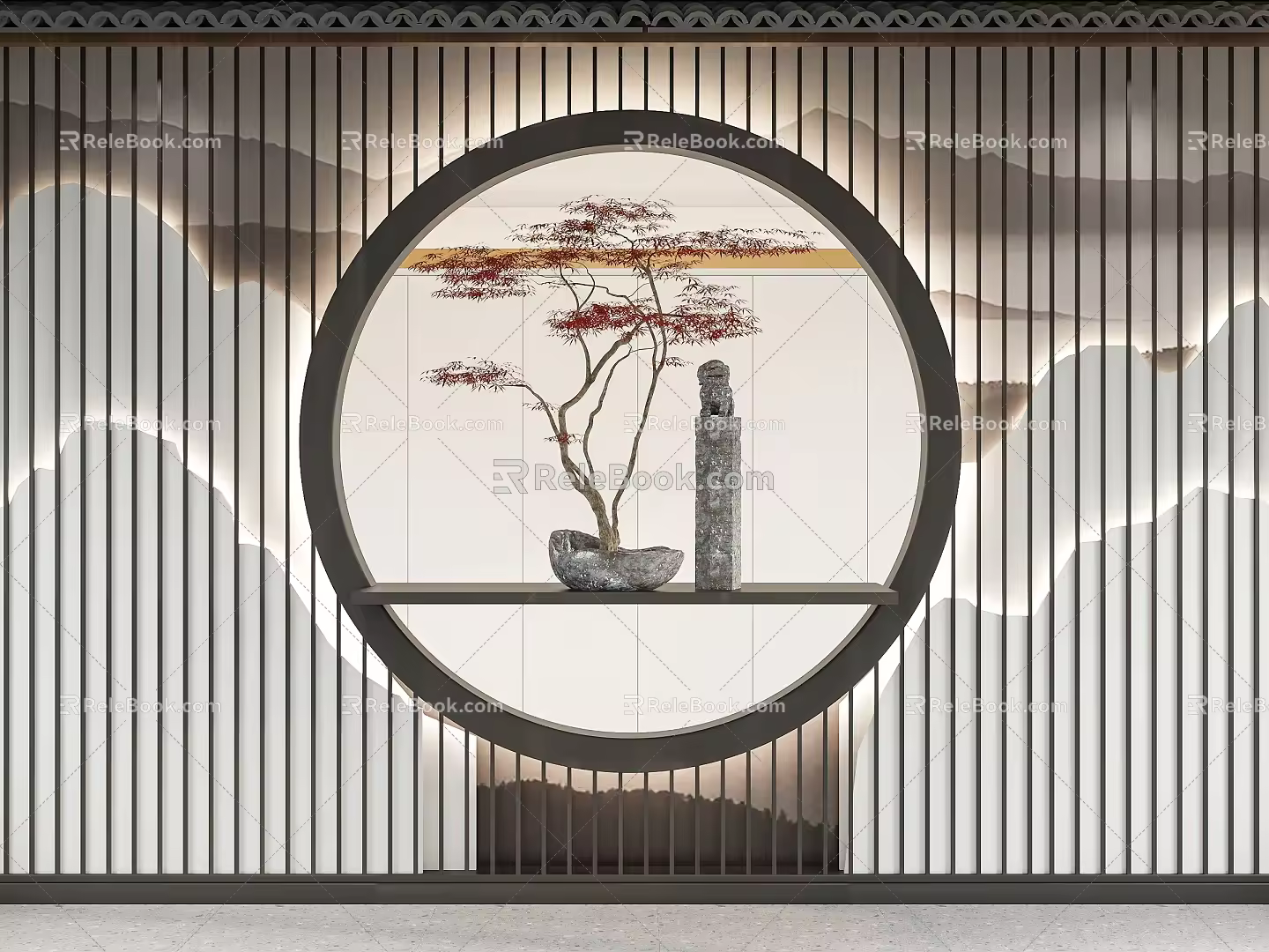New Chinese-style Duan Jingtai Doorway Case 3d model