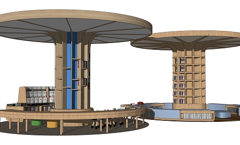 Modern Pillar Children's Bookstore Reading Room Tree Shape Pillar 3d model