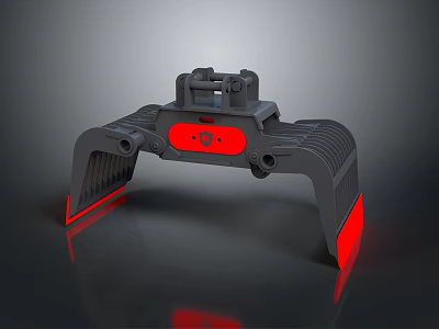 Industrial Black Multi Claw Mechanical Equipment With Red Illuminated Gripping Parts 3d model