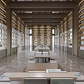 Spacious Modern Book Art Library With Tall Bookshelves Long Tables And Natural Light