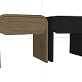 Modern Wooden Bedside Tables With Dark And Light Curved Design 3d model