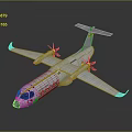 White Aircraft 3D Model Featuring Propeller Engines Wings Windows and Tail Logo 3d model