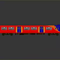 Red And Blue Passenger Train Car With Windows Doors On Gray Background And Reflection 3d model