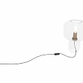 Double Transparent Glass Table Lamp Featuring Gold Brass Accents And Exposed Bulb