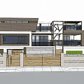 Modern Detached Villa Featuring Glass Curtain Wall Courtyard Car Parking And Greenery