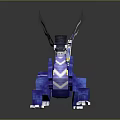 Blue Fantasy Dragon With White Horns Long Tail Energy Accents And Scaled
