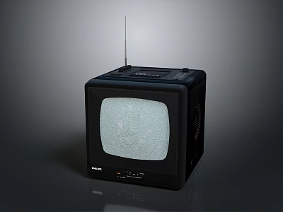 Vintage Black Sharp Computer CRT Monitor With Snow Screen 3d model