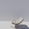 Light Gray Quilted Leisure Chair with Wooden Rocking Frame Design