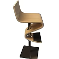 Tech Exhibition Hall Featuring Modern Wooden Spiral Design Chair With Metal Base
