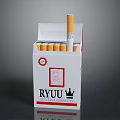 RYUU Premium Quality White Cigarette Pack Featuring Crown Logo Red Seal And Cigarettes Inside