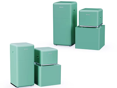 Green Refrigerators and Freezers with Modern Design and Various Compact Sizes 3d model