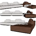 Modern Multi Seat Sectional Sofa With Soft Cushions And Various Color Options 3d model