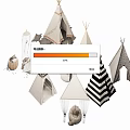 Cute Kids Teepee Tents with Striped Design and Decorative Accessories for Play