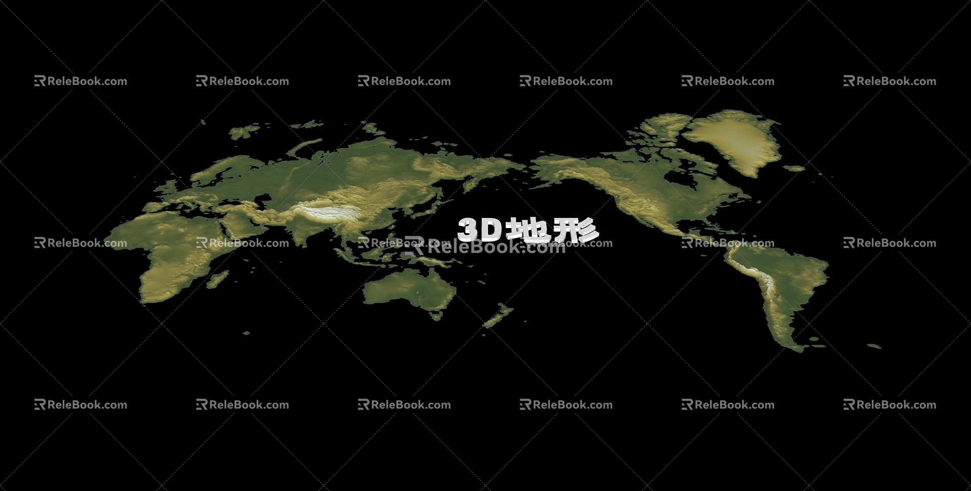 World Terrain Topography World Map Mountain Structure Global Topography Map 3d model