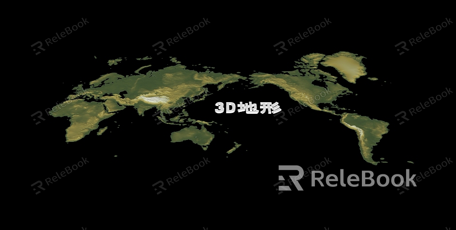 World Terrain Topography World Map Mountain Structure Global Topography Map model