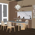 Quiet Restaurant Tables and Chairs 3d model