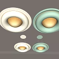 Modern Lighting Combinations Featuring Circular Light Strips Ceiling Pendant Lights White And Light Green 3d model