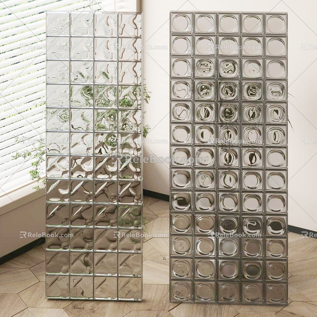 Modern partition glass brick glass brick partition 3d model