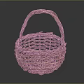 Handwoven Brown Wicker Basket With Handle For Everyday Living Essentials 3d model