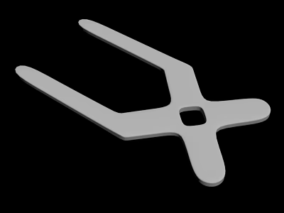 Modern White Fork Shaped Wall Decor With Central Circular Hole And Minimalist Design 3d model