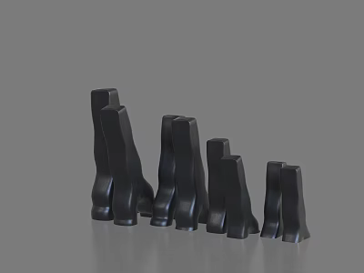 Black Decorative Sculptural Objects With Varying Heights And Glossy Finish 3d model