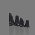 Black Decorative Sculptural Objects With Varying Heights And Glossy Finish