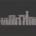 White Stone Circular Megalithic Structure With Tall Monoliths And Small Pillars 3d model