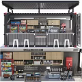 Container Coffee Shop Building Interior With Bar Counter Stools And Lighting 3d model
