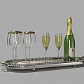 Modern Drink Silver Tray 3d model