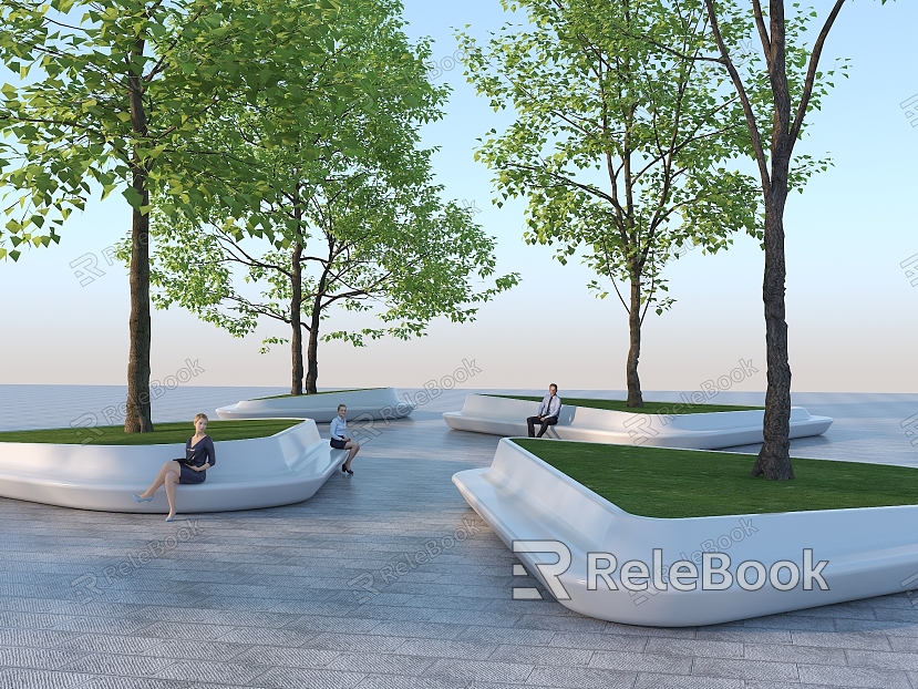 Modern Tree Pool Landscape Tree Pool Landscape Bench Tree Pool Bench Special-shaped Tree Pool Planting Pool Arc-shaped Tree Pool Bench Seat model