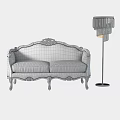 Classic Multi Person Sofa With Carved Wooden Frame And Dark Green Velvet Cushions