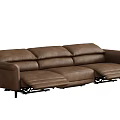 Brown Leather Sectional Sofa with Reclining Seats and Modern Design for Living Room