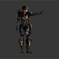 Biomechanical Sci Fi Character Standing in Futuristic Armor with Tech Gear 3d model