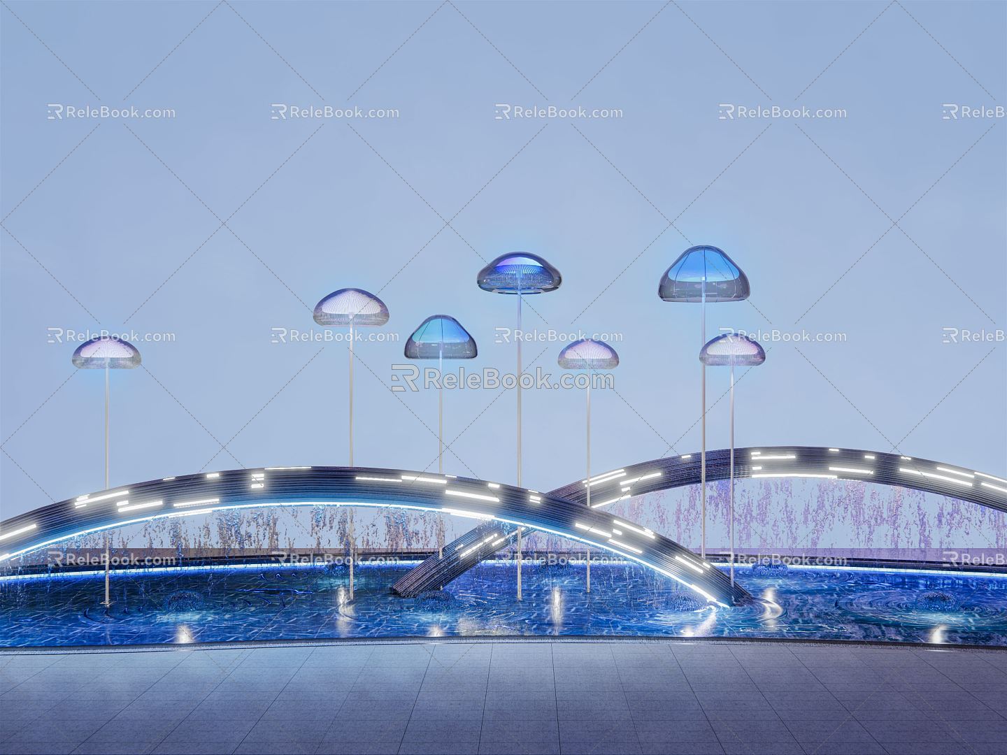 Modern City Sculpture Sculpture Sculpture Sculpture Art Installation Landscape Lamp Jellyfish Line Tube 3d model