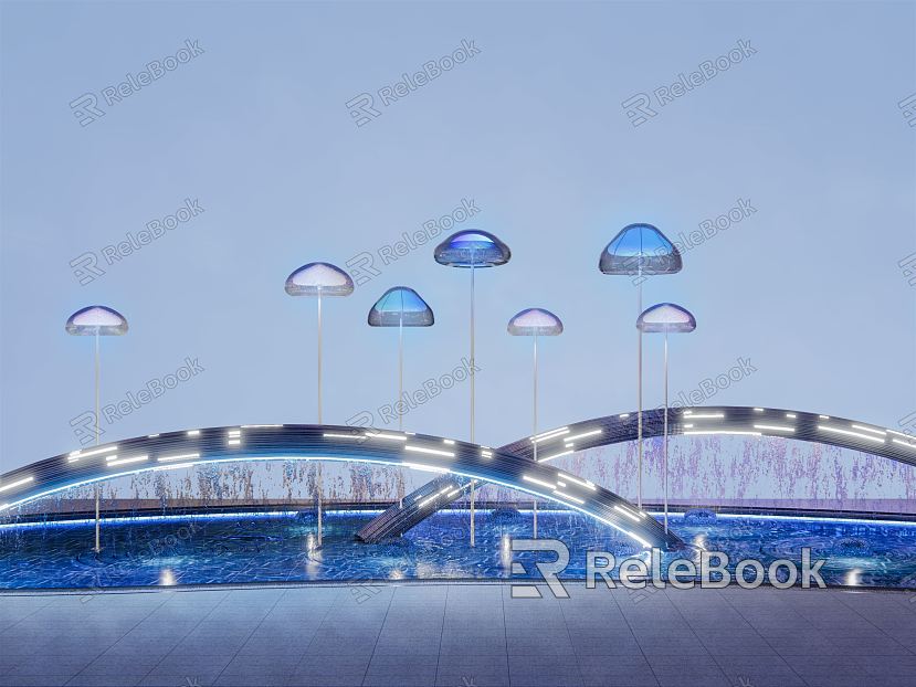 Modern City Sculpture Sculpture Sculpture Sculpture Art Installation Landscape Lamp Jellyfish Line Tube model