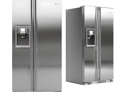 Stainless Steel Double Door Refrigerators With Water Dispenser And Modern Design 3d model
