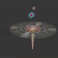Cartoon Scene With Futuristic Glowing Circular Tech Elements And Neon Energy Lines