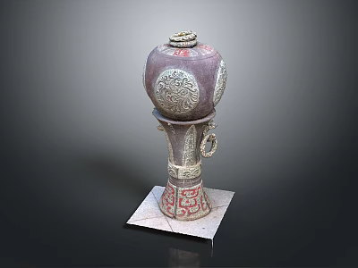 Intricately Carved Sculptural Vase With Ornate Lid Decorative Base And Ring Handles Design 3d model