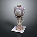 Intricately Carved Sculptural Vase With Ornate Lid Decorative Base And Ring Handles Design