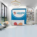 Dance Fitness Studio Interior With Blue Curtains Round Ceiling Lights White Floor And Ballet Barres
