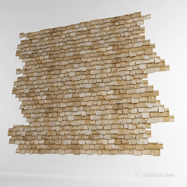 Building Exterior Wall With Light Brown Wooden Shingles Neatly Arranged Textured Design 3d model 