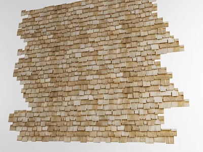 Building Exterior Wall With Light Brown Wooden Shingles Neatly Arranged Textured Design 3d model