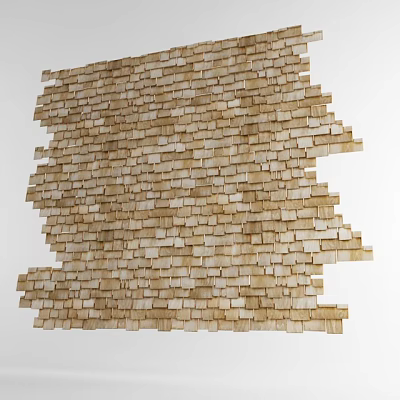 Building Exterior Wall With Light Brown Wooden Shingles Neatly Arranged Textured Design 3d model
