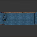 Elegant Blue Sofa With Gold Accents Carved Details And Decorative Pillow