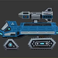 Futuristic Blue Military Vehicle With Tracked Wheels And Mounted Missile Launcher