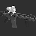 Modern Tactical Black Assault Rifle With White Scope Rail And Magazine