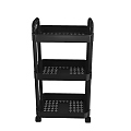 Black Three Tier Mobile Storage Cart With Handle And Wheels For Home Organizing