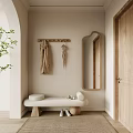 Minimalist Entryway With Console Table Side Cabinet Mirror Bench And Shoes