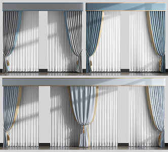 Modern curtain gauze combination 3d model